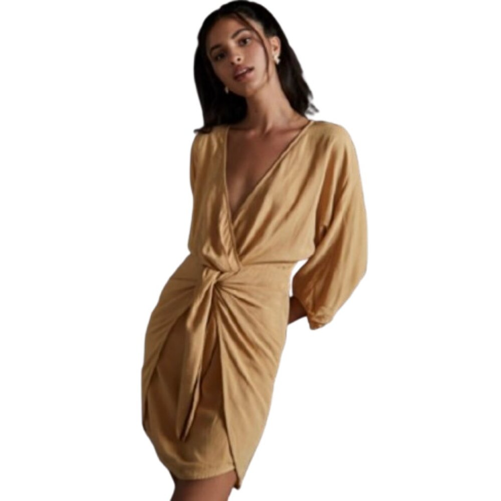 Anthropologie Puff Sleeve Wrap Mini Boho Dress 4 or 6